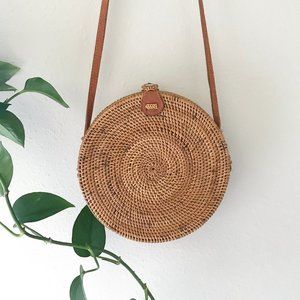 Round Rattan Shoulder / Crossbody Bag - Compact
